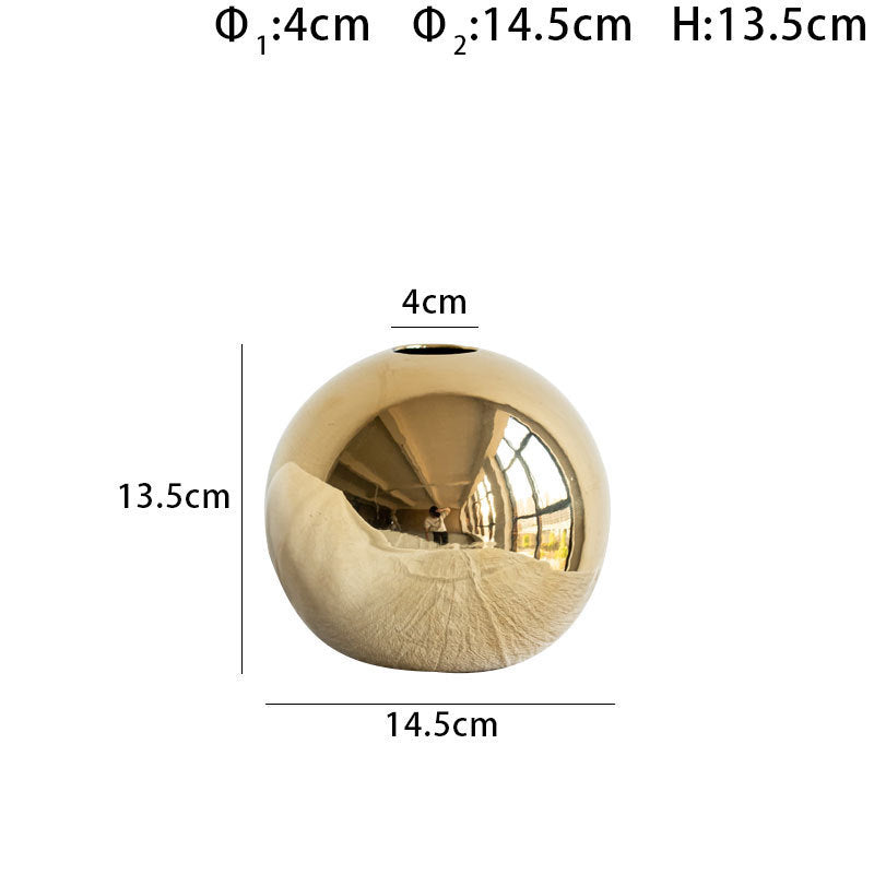 Shiny Gold Ceramic Flower Vase